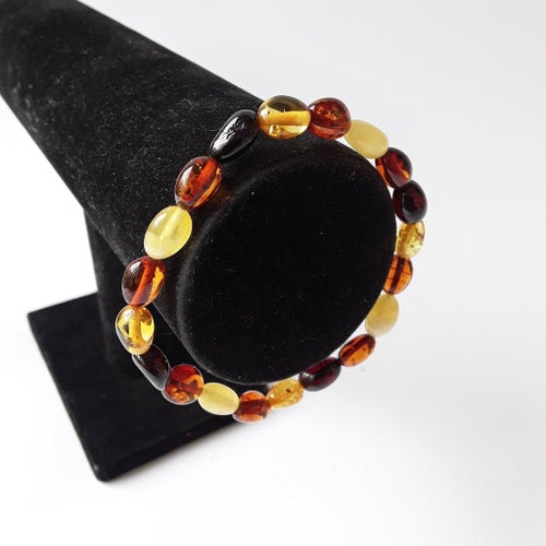 Baltic Amber Bracelet Multicolor Gemstone stretchigt armband