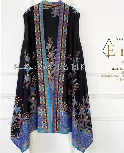 Svart blå batik väst