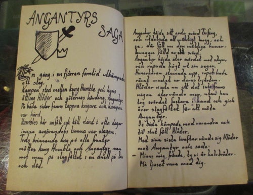 Angantyrs saga, handskriven bok av okänd författare, 5 sidor.