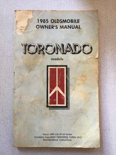 1985 Oldsmobile Owners Manual Toronado Models