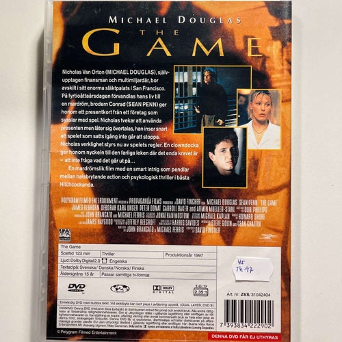 THE GAME. MICHAEL DOUGLAS. DVD THRILLER -97.