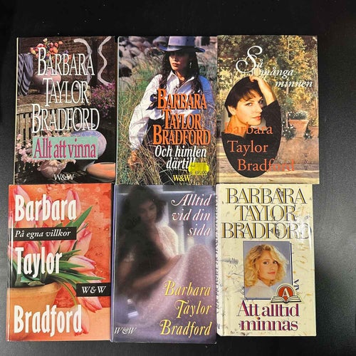 6 böcker av Barbara Bradford - Att alltid minnas, På egna villkor, .. - bokpaket