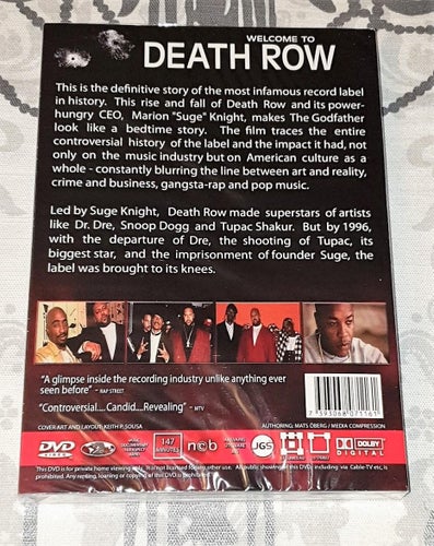 Welcome to death row (2001) NY INPLASTAD DVD Snoop Dogg Tupac Dr Dre