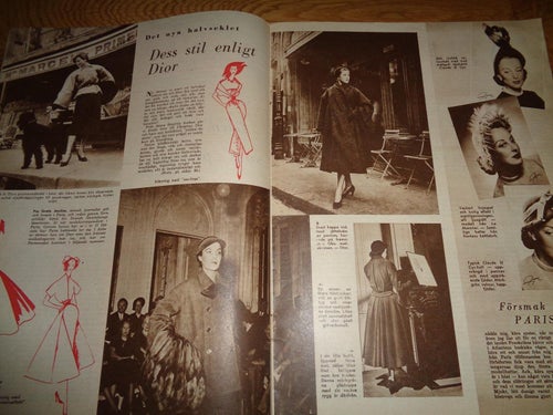 Svensk Damtidning nr38 1949 fransk mode Dior, Japan kejsarinna