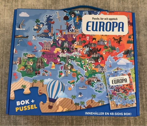 Oanvänt pussel och bok: Upptäck Europa