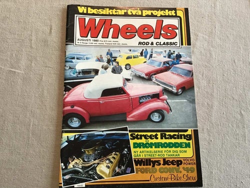 WHEELS NR 8 1980 WILLYS,2 TJEJER PÅ CHOPPER,ÖRNSKÖLDSVIK,DRAGRACING,FORD RAGTOP