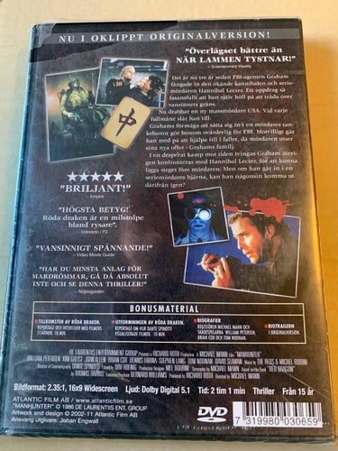Röda draken, INPLASTAD, Dvd