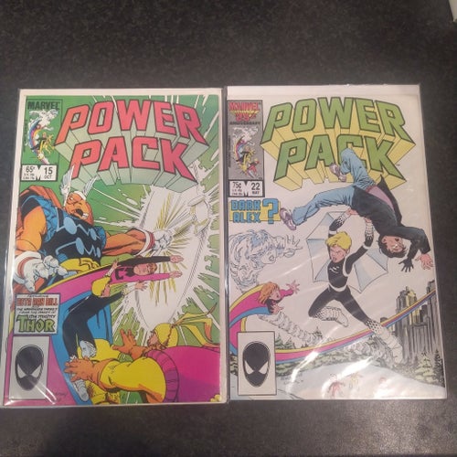 Två serietidningar från Marvel Comics: Power Pack