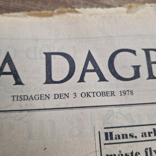 Svenska Dagbladet Tidning 3 Oktober 1978