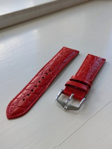 Hirsch Crocograin 20 mm klockarmband i rött