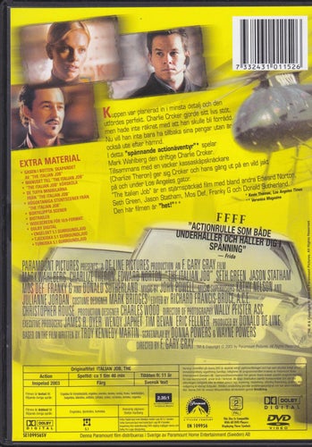 DVD / The Italian Job / Mark Wahlberg, Charlize Theron, Jason Statham / Nyskick