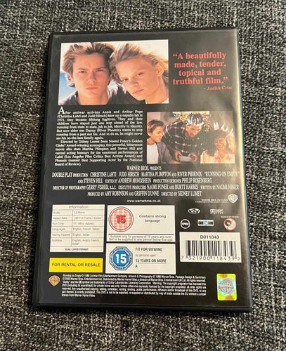 RUNNING ON EMPTY - FLYKT UTAN MÅL (1988) UK-IMPORT I FINT SKICK!