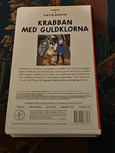 Tintin's Äventyr - Krabban Med Guldklorna VHS Svenskt Tal