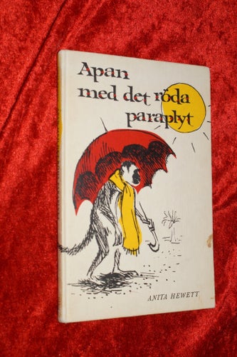 ÄLDRE UDDA BARNBOK APAN MED DET RÖDA PARAPLYT av ANITA HEWETT LÄTTLÄST ILLUST