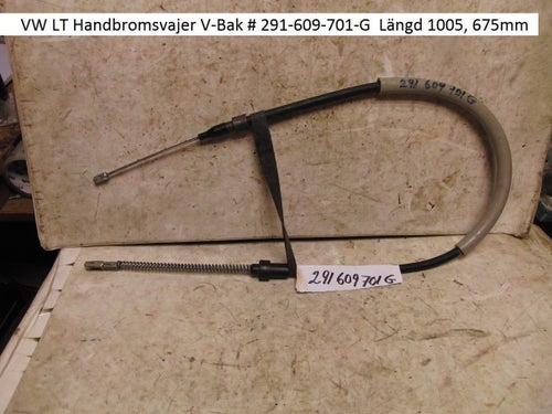 VW LT Handbromsvajer V-Bak # 291-609-701-G Längd 1005, 675mm