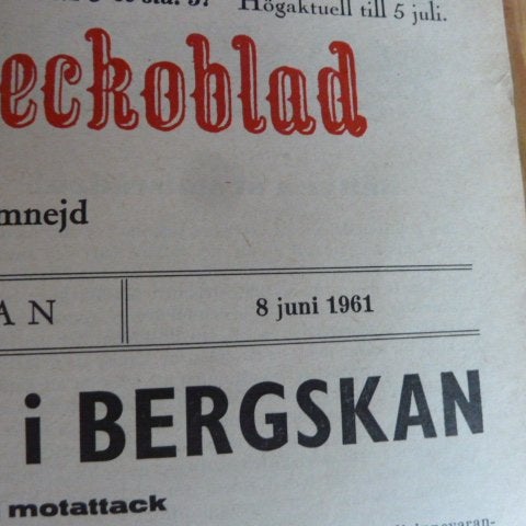 GRÖNKÖPINGS VECKOBLAD, 1961 JUNI 8, TIDNING