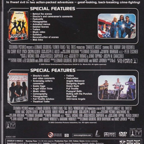 DVD / Charlies Änglar 1+2 / Cameron Diaz, Lucy Liu, Drew B. / Fint skick