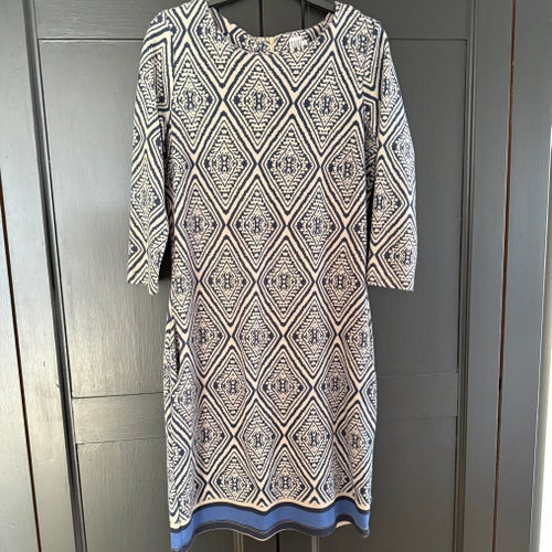 Saint Tropez blå, beige klänning, storlek L