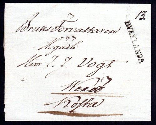 HVETLANDA [F/SM], förfilatelibrev med rakstämpel