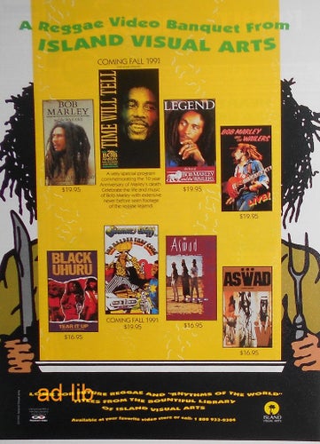 ISLAND RECORDS - BOB MARLEY, ASWALD, BLACK UHURU, TIDNINGSANNONS 1991