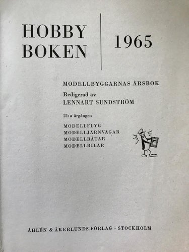 HOBBYBOKEN 1965 Modellbyggarnas Årsbok Lennart Sundström 1964