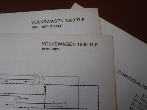 Elschema till Volkswagen 1600 TLE, 1972-74.