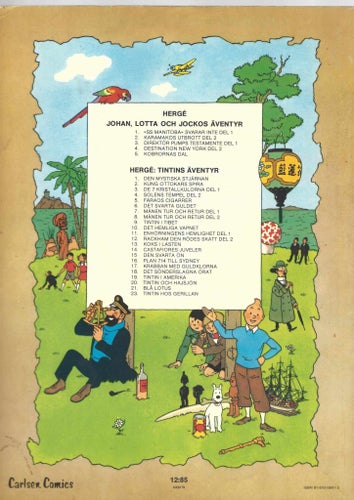 Tintin Blå Lotus 1977 1 a upplaga skick vg-fn