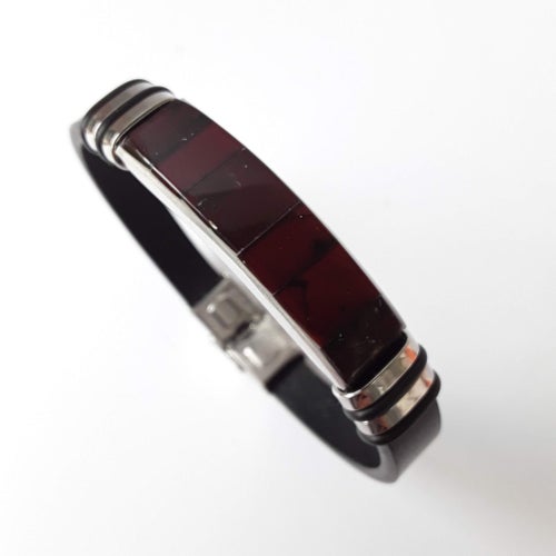 Baltiskt bärnsten och svart läderarmband Unisex läder- och ädelstensarmband