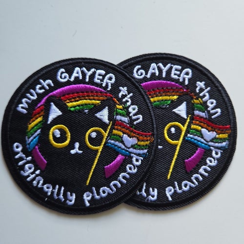 2st Svart tygmärke katt strykapå laglapp patch