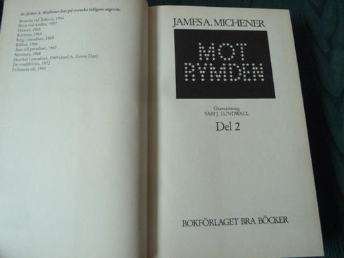 MOT RYMDEN, DEL. 2., J. A. MICHENER, 1986,  BÖCKER