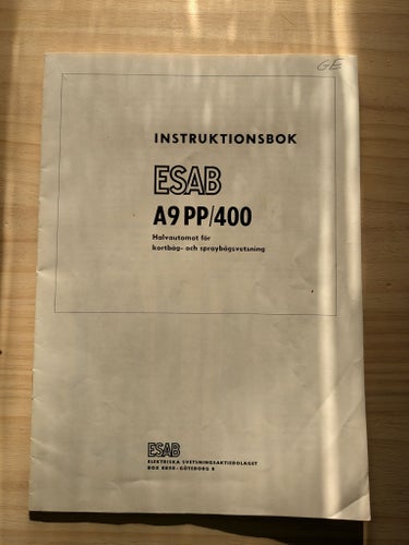 ESAB A9 PP/400 Instruktionsbok