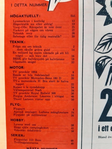 Teknikens Värld nr 9 1954: Mercedes-Benz 180 D, Royal Enfield 500