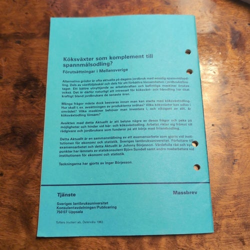Köksväxter som komplement till spannmålsodling? - Jonny Börjesson, 1983