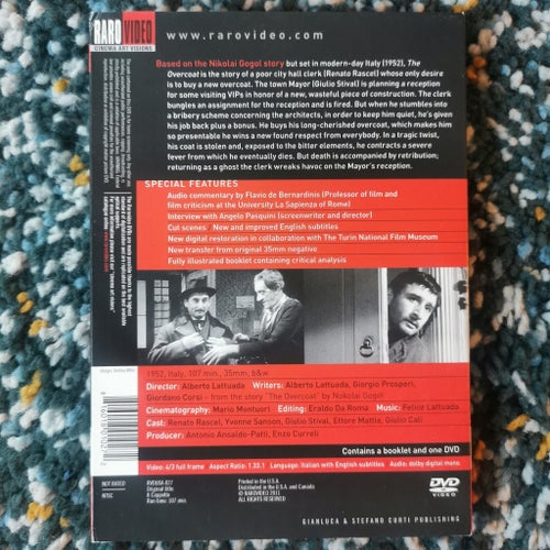 Il Cappotto (The Overcoat) Slipcover DVD OOP, Raro Video, Nikolaj Gogol