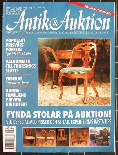 Antik&Auktion 1995/9.Faberge. Göransson.Thorskogs slott.Bernadotte-biblioteket