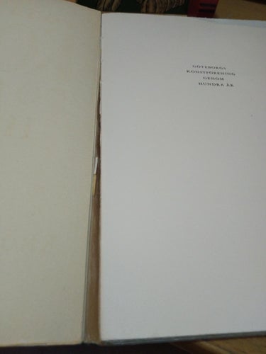Göteborgs konstförening hundra år Kjell Hjern. Bok. Very Fine plus