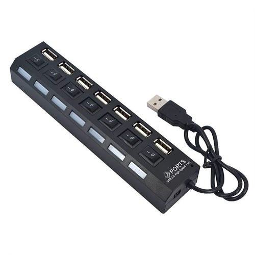 7-Port USB 2.0 High Speed Hub with Individual Power Switches & LED Indicators