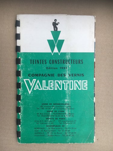 Broschyr Nyanser från tillverkare av lackföretag VALENTINE 1961