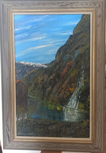 H. THORSTENSEN , GEJRANGER NORGE, OLJA PÅ DUK, MYCKET BRA SKICK. 71 x 63 CM.