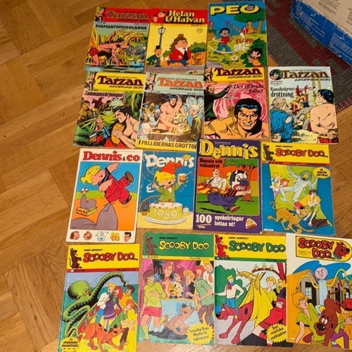 Samling av äldre serietidningar: 6st Tarzan, Dennis, Scooby Doo m.fl.