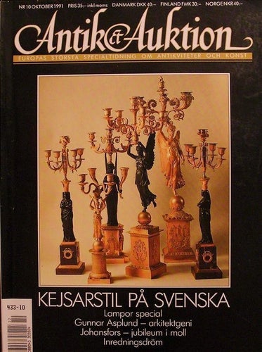 Antik&Auktion 1991/10 Mattias Palbitskij, Lampor, Gunnar Asplund, Johansfors.