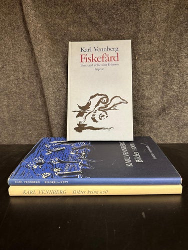 3 böcker av Karl Vennberg - Fiskefärd, Bilder I-XXVI, Dikter kring nol- Bokpaket