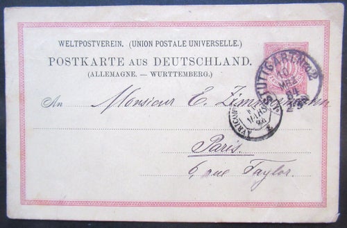 Postkarte aus Deutschland 10 maj (18)84. Skick och utförande, se bilder!