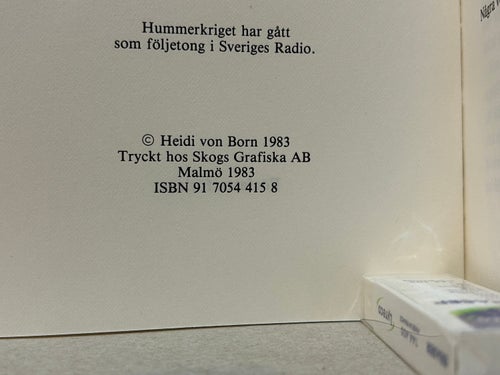 Hummerkriget av Heidi von Born. Bok. Fine plus