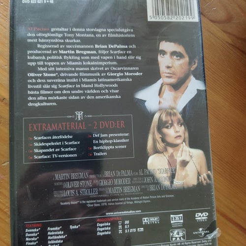 Scarface - Brian De Palma Al Pacino Michelle Pfeiffer. DVD. NY, inplastad