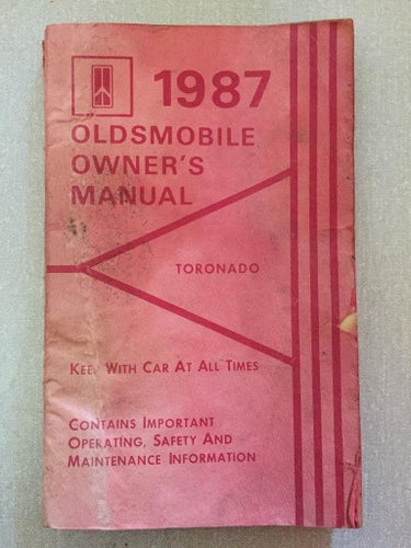 1987 Oldsmobile Owners Manual Toronado