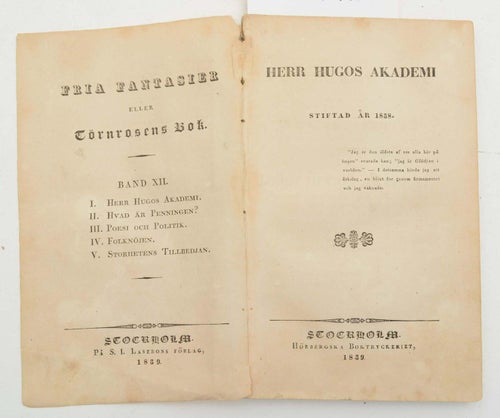 Törnrosens bok. Herr Hugos akademi.av ALMQVIST, C. J. L.: