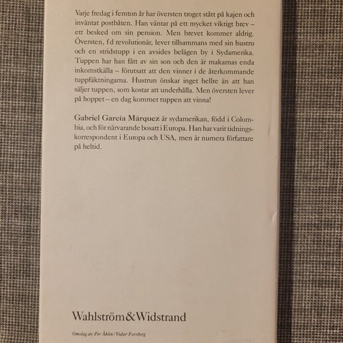Översten får inga brev av Gabriel García Márquez, 1982