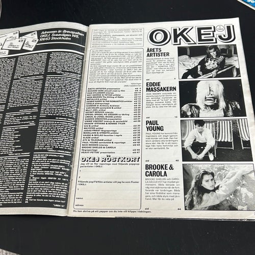 Okej tidning från 1984 med Sting på omslaget OBS SAKNAR DE 4 mittposters