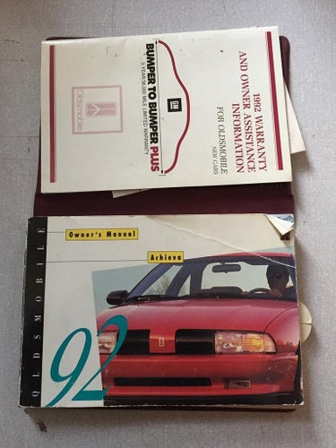 1992 Oldsmobile Owners Manual Achieva